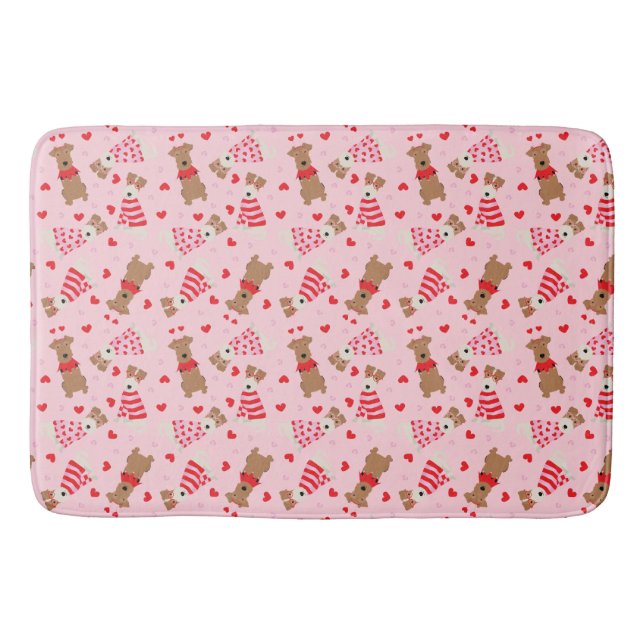 Tapete De Banheiro Feliz Dia dos Namorados Welsh Wire Fox Terrier Dog (Frente)