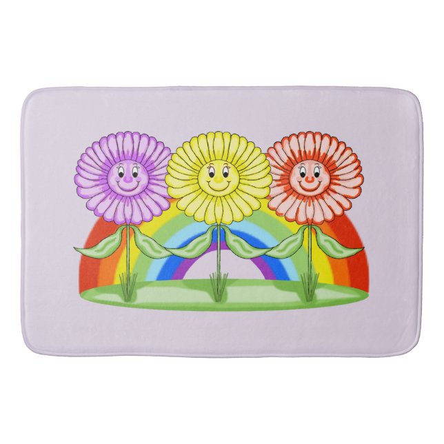 Tapete De Banheiro Feliz Flowers Bath Mat (Frente)