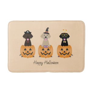 Tapete De Banheiro Feliz Halloween Labrador Retriever Cães Pumpkin