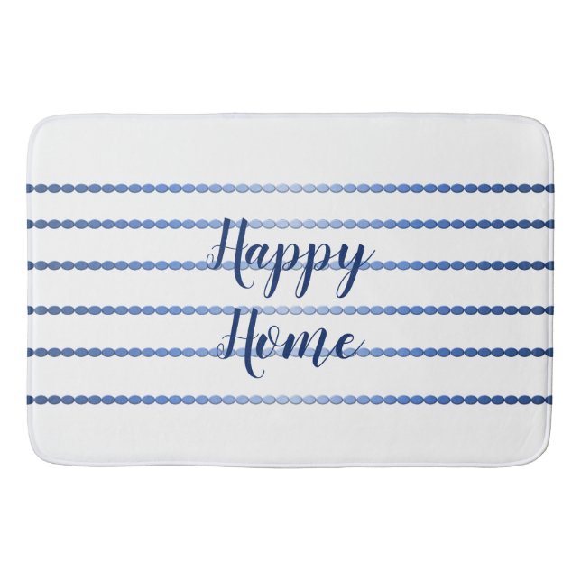Tapete De Banheiro Feliz Home Blue Strips White Mat (Frente)