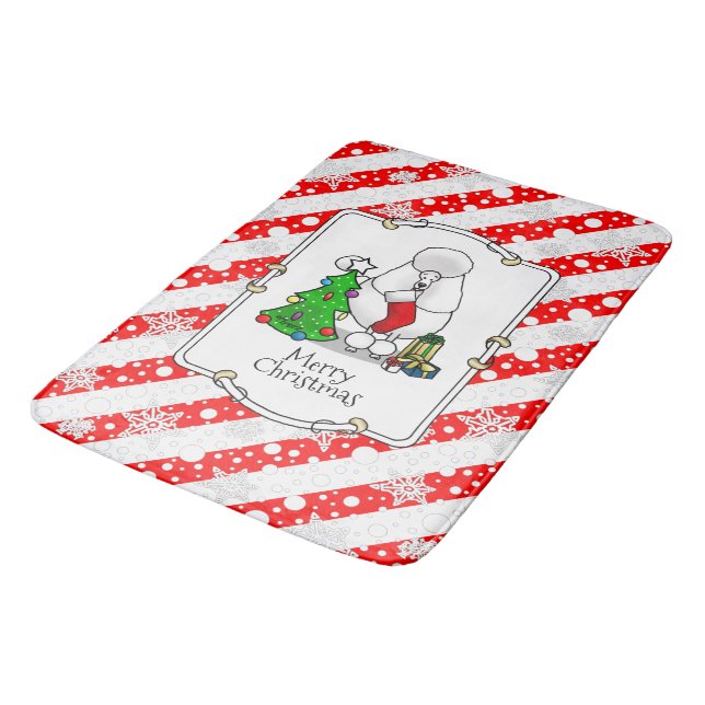 Tapete De Banheiro Feliz Natal Árvore 2 Poodle (branco) (Angulado)