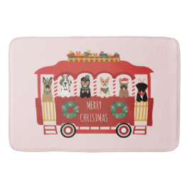 Tapete De Banheiro Feliz Natal Cães Feriado Trolly