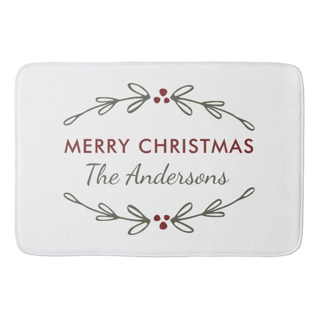 Tapete De Banheiro Feliz Natal Mistletoe Berries Bath Mat (Frente)
