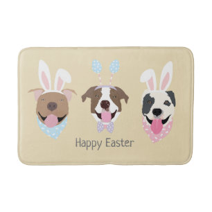 Tapete De Banheiro Felz pascoa americano Pit Bull Terrier Dogs