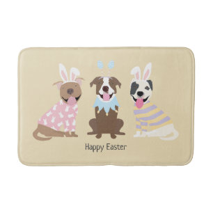Tapete De Banheiro Felz pascoa americano Pit Bull Terrier Dogs