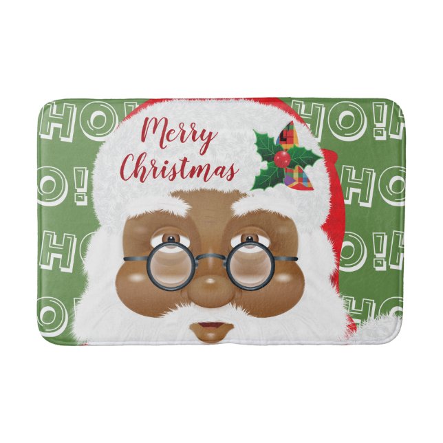 Tapete De Banheiro Feriado de Natal afro-americano Santa Claus (Frente)
