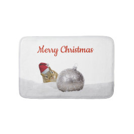 Tapete De Banheiro Feriado de Natal em Prata e Neve