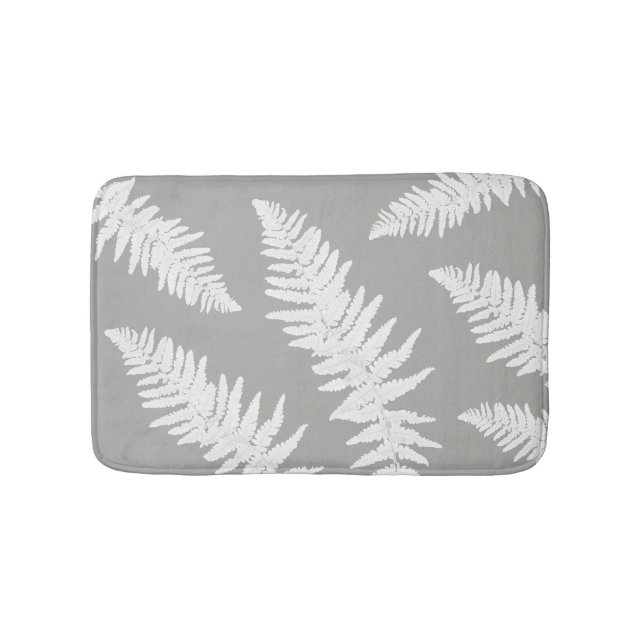 Tapete De Banheiro Fern Leaf Cinza Bath Mat Botânica (frente)