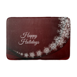 Tapete De Banheiro Festa de Natal Crystal Snowflakes Red Rustic