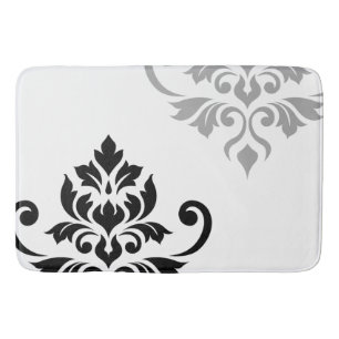 Tapete De Banheiro Feuille Damask Art I Black & Cinza White