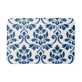 Tapete De Banheiro Feuille Damask Lg Padrão Azul Escuro em Branco