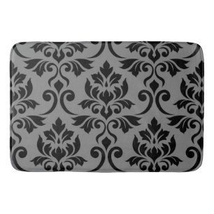 Tapete De Banheiro Feuille Damask Lg Patterno Preto na Cinza
