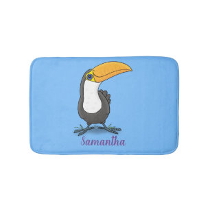 Tapete De Banheiro Figura de desenho animado de tucano feliz e bonito
