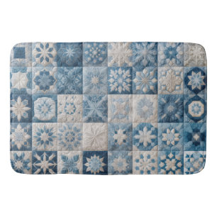 Tapete De Banheiro Filtro de Neve Azul e Branco