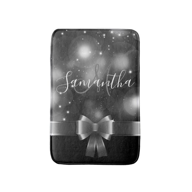 Tapete De Banheiro Fita Preta e Branca (Frente Vertical)