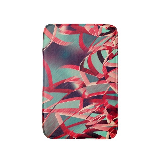 Tapete De Banheiro Fitas vermelhas curvas sobre cinzas azuladas, perf (Frente Vertical)