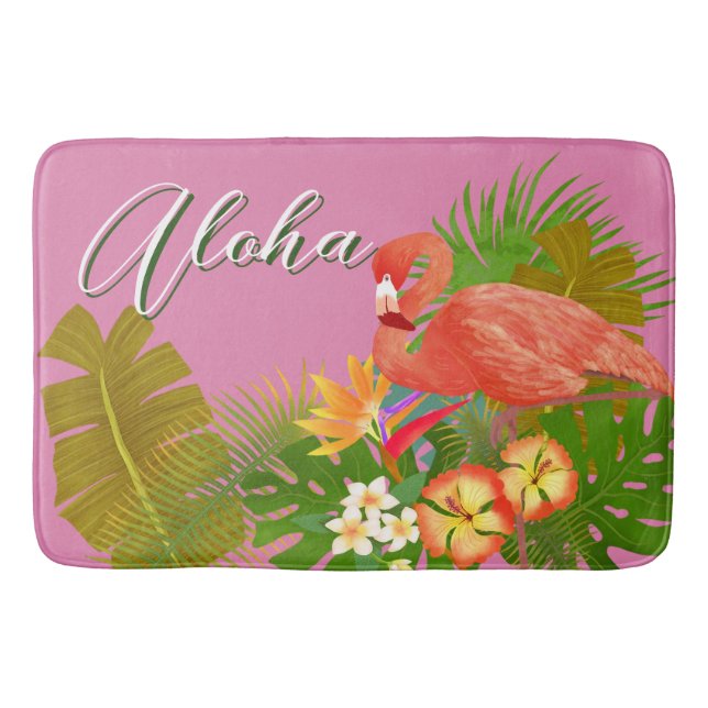 Tapete De Banheiro Flamingo Aloha  (Frente)