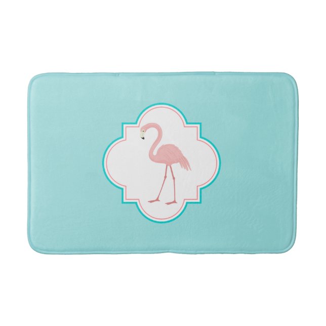 Tapete De Banheiro Flamingo cor-de-rosa no fundo do Aqua (Frente)