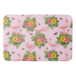 Tapete De Banheiro Flamingo e Borboletas 1
