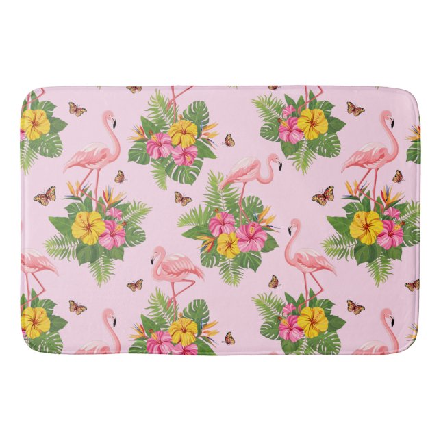 Tapete De Banheiro Flamingo e Borboletas 1 (Frente)