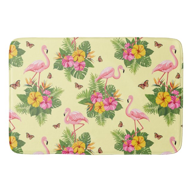 Tapete De Banheiro Flamingo e Borboletas 2 (Frente)