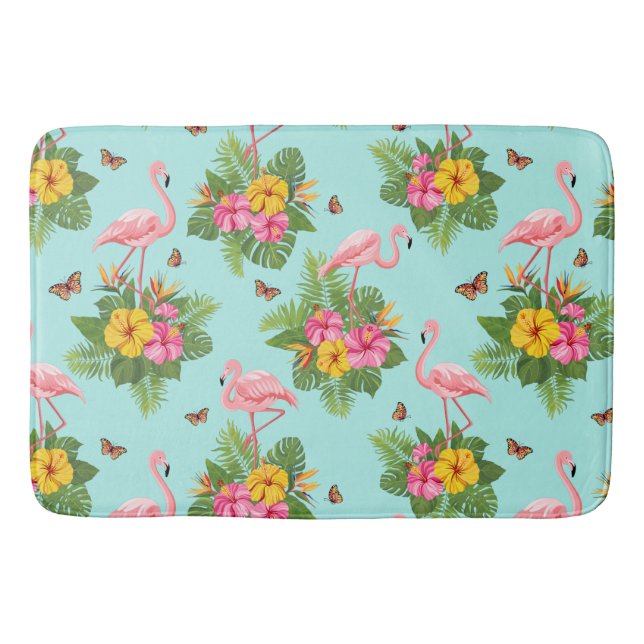 Tapete De Banheiro Flamingo e Borboletas 3 (Frente)