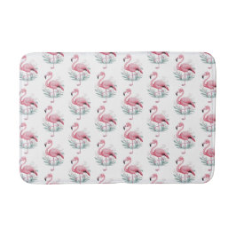 Tapete De Banheiro Flamingo e Flores