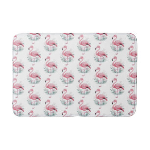 Tapete De Banheiro Flamingo e Flores
