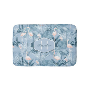 Tapete De Banheiro Flamingo Orchid Tropical Pattern Blue ID868