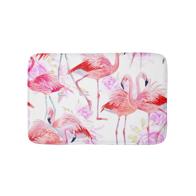 Tapete De Banheiro Flamingo Rosa: Watercolor Bird Floral (frente)