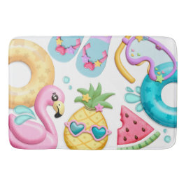 Tapete De Banheiro Flamingo Tropical Beach Girl