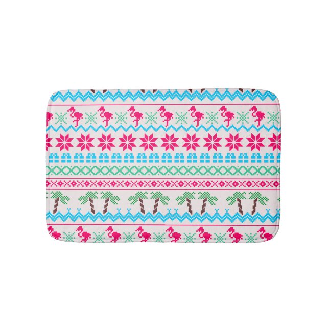 Tapete De Banheiro Flamingo Tropical do Suéter de Natal Feio (frente)