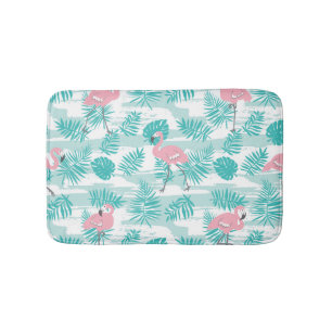 Tapete De Banheiro flamingos cor-de-rosa, palmeiras verdes, tropicais