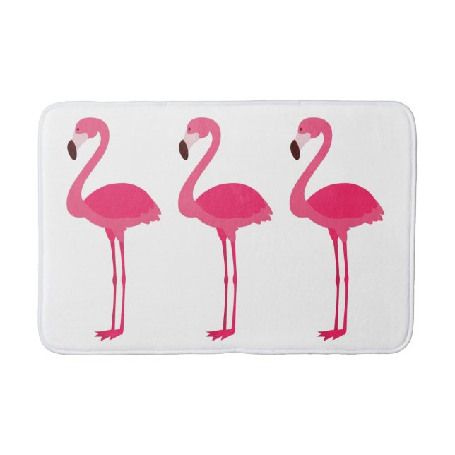 Tapete De Banheiro Flamingos cor-de-rosa tropical em branco (Frente)