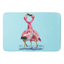 Tapete De Banheiro Flamingos Cor Personalizada do Banho Azul - Texto