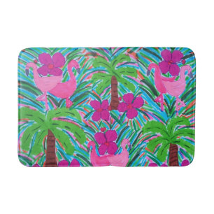 Tapete De Banheiro Flamingos e Palms do Partido da Praia