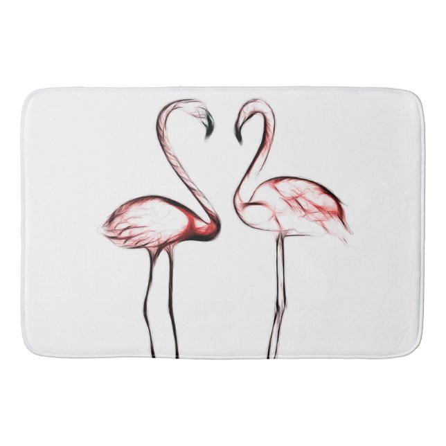 Tapete De Banheiro Flamingos Rosa Pêssego Flamingo Tropical (Frente)