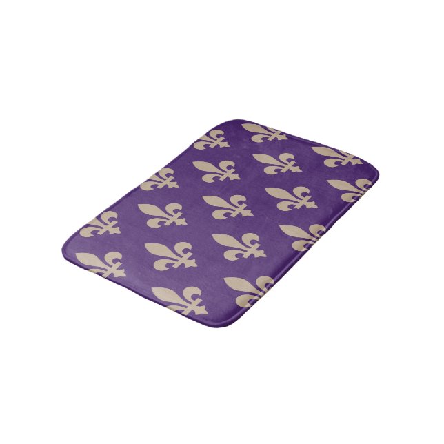Tapete De Banheiro Fleur de Lis Pattern, Royal French Cream on Purple (Angulado)