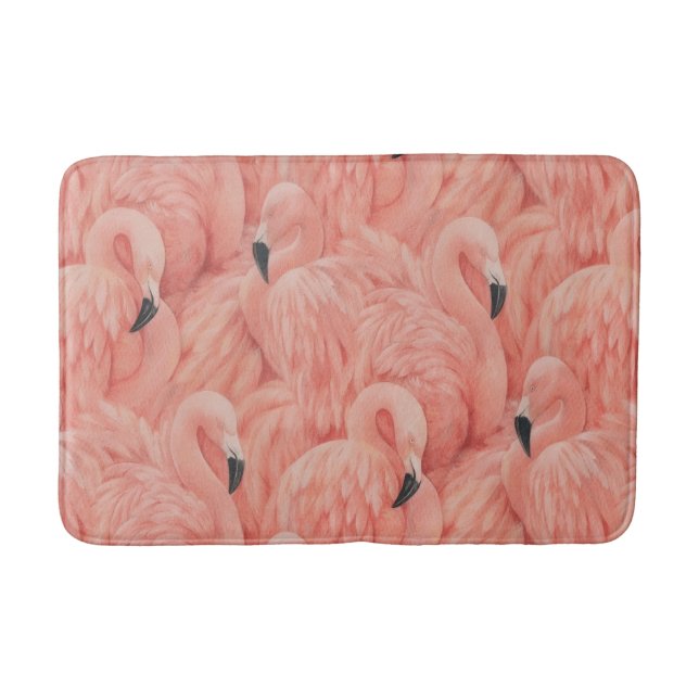 Tapete De Banheiro Flock of flamingos Memory foam bathmat (Frente)