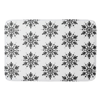 Tapete De Banheiro Floco de Neve Minimalista Preto e Branco