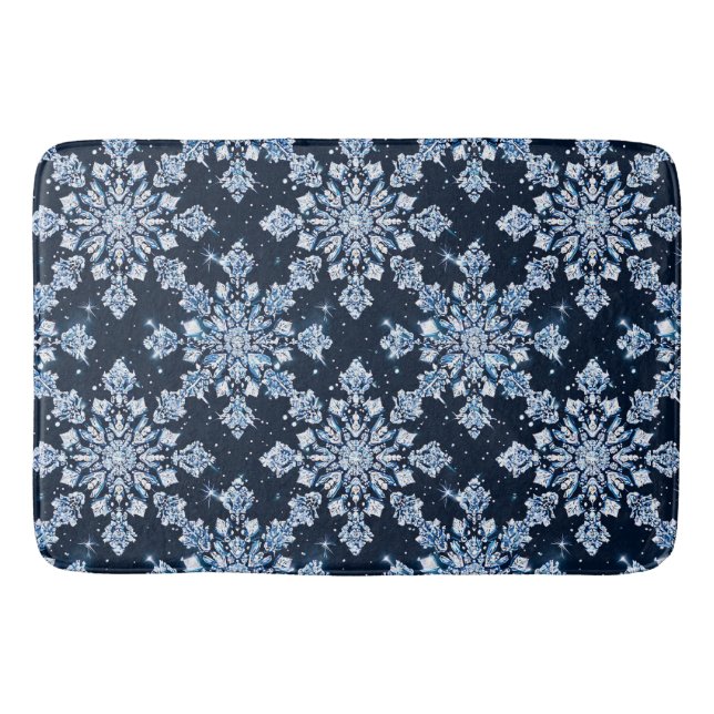 Tapete De Banheiro Flocos de neve azuis 3d (Frente)
