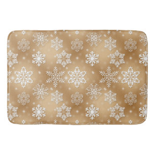 Tapete De Banheiro Flocos de neve de inverno em Dourado