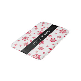 Tapete De Banheiro Flocos de neve vermelhos, seu nome, personalize