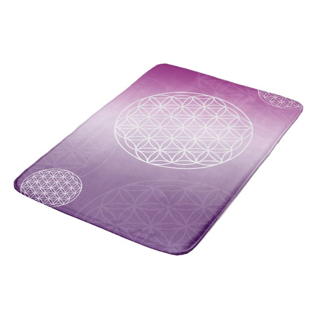 Tapete De Banheiro Flor da vida roxa Badematte (Angulado)