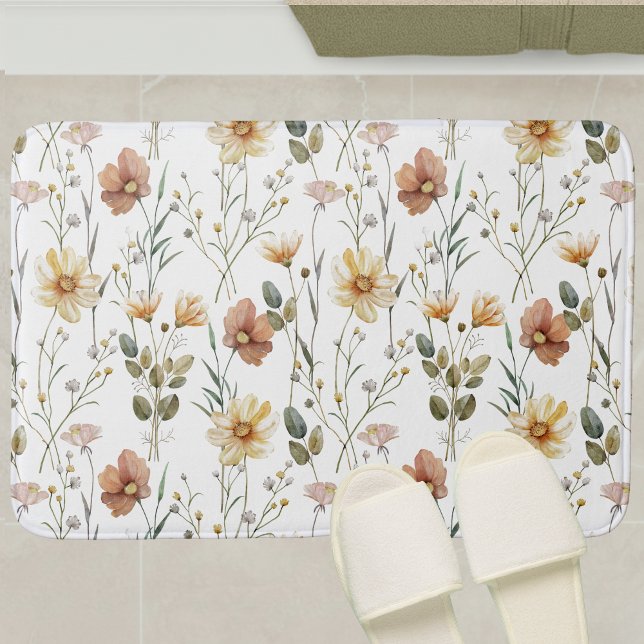 Tapete De Banheiro Flor de Campo Boho Aquarela (Criador carregado)