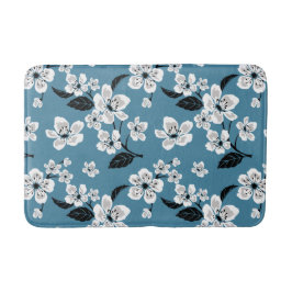 TAPETE DE BANHEIRO FLOR DE CEREJEIRA - SAKURA (AZUL FUMÊ)
