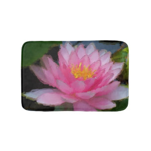 Tapete De Banheiro Flor de Lotus floral cor-de-rosa do lírio de águ