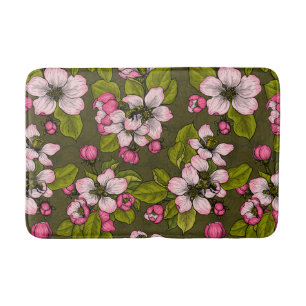 Tapete De Banheiro Flor de maçã em verde-escuro