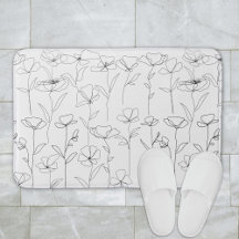 Flor de Papoula Selvagem Preto e Branco Minimalist