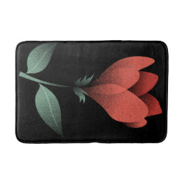 Tapete De Banheiro Flor de Vermelho Minimalista em Fundo Preto